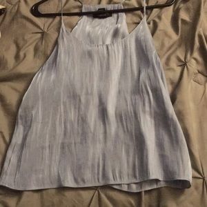 blue silk spaghetti strap